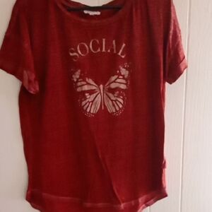 Maurices Red Graphic Butterfly Tee